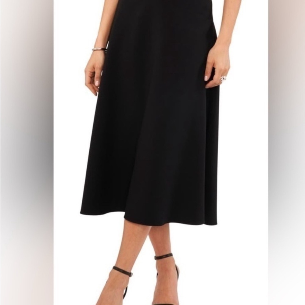 1. State • Classic • Black • Midi • Skirt • EUC • Satin Feel • Elastic Waist •